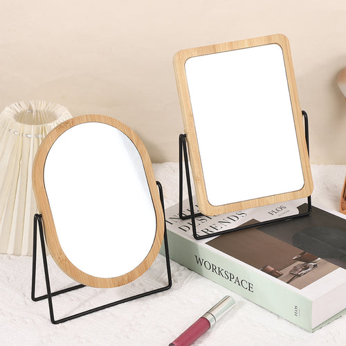 Bamboo Frame Makeup Mirror Vintage Tabletop Style