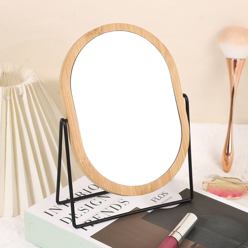 Bamboo Frame Makeup Mirror Vintage Tabletop Style
