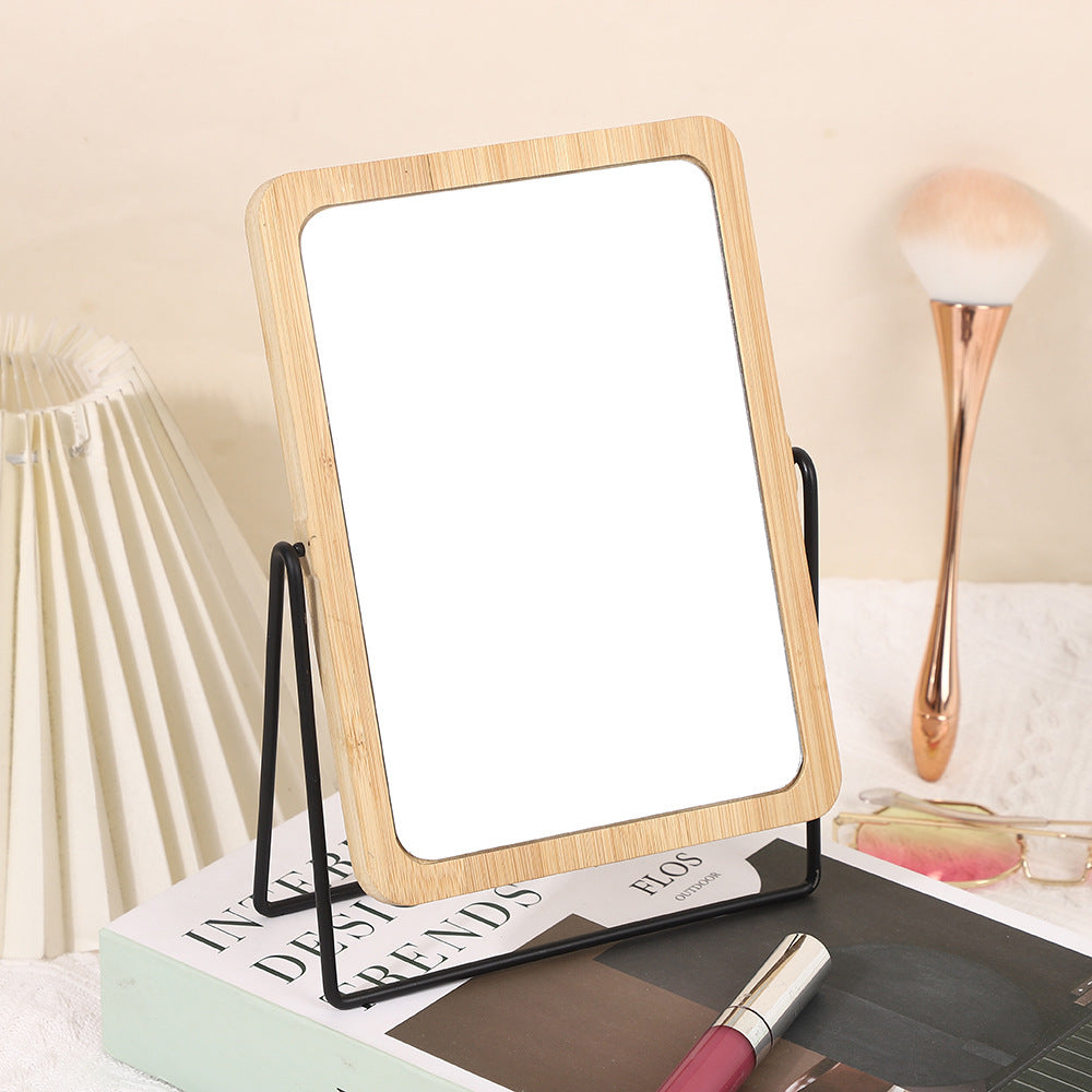 Bamboo Frame Makeup Mirror Vintage Tabletop Style