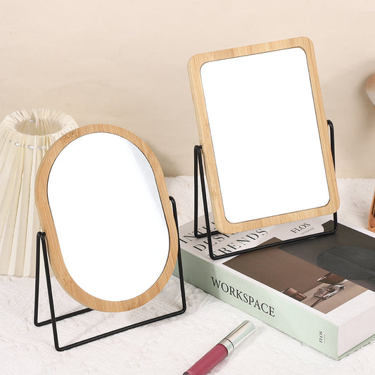 Bamboo Frame Makeup Mirror Vintage Tabletop Style