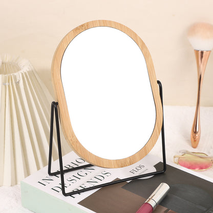 Bamboo Frame Makeup Mirror Vintage Tabletop Style